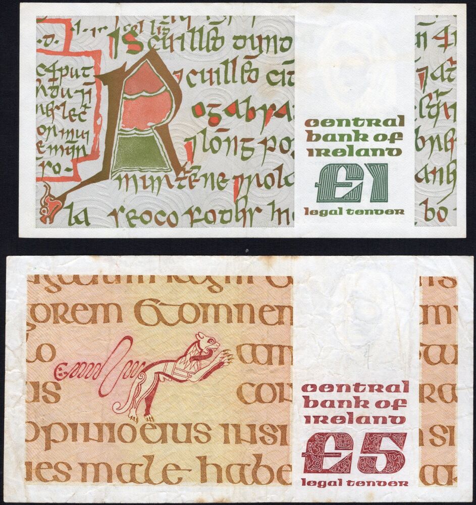 Ireland - 1 & 5 Pounds 1979 - Pick # 70b & 71c - VF