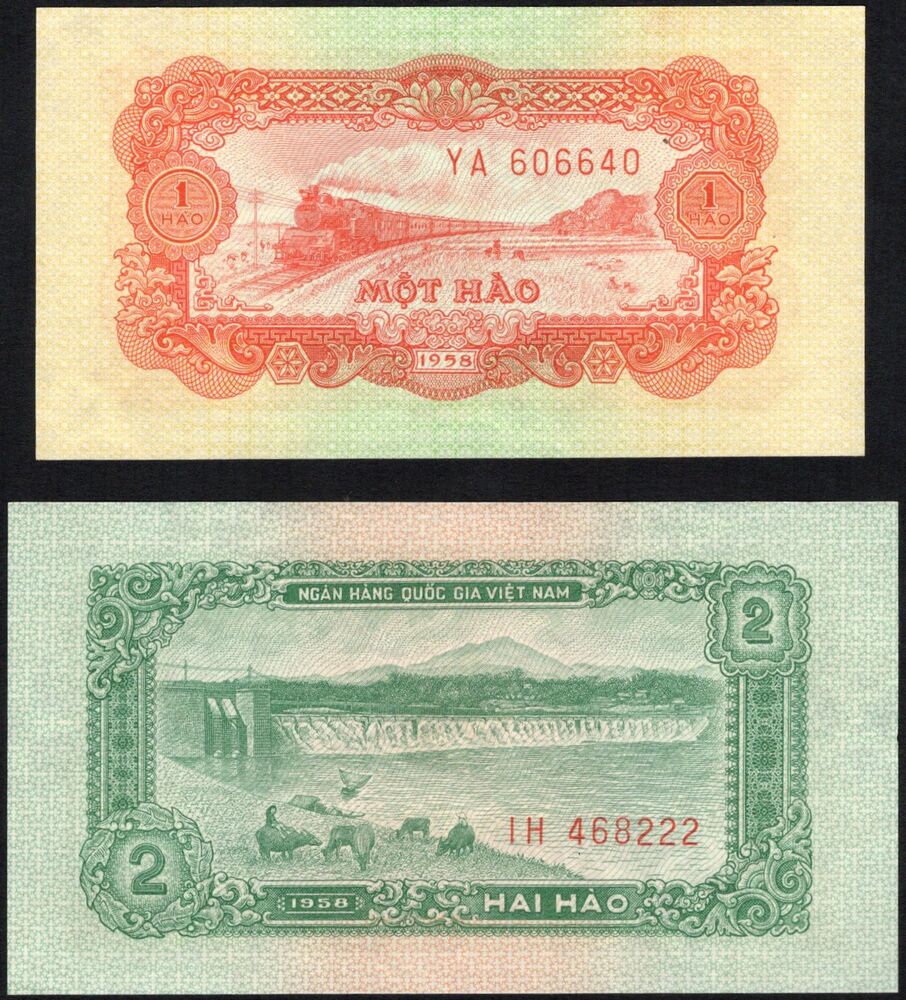 Vietnam - 1 and 2 Hao 1958 - Pick # 68 & 69 - UNC