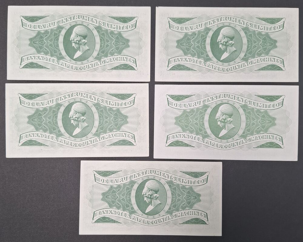  Great Britain - 5 x De La Rue Test Note - AU