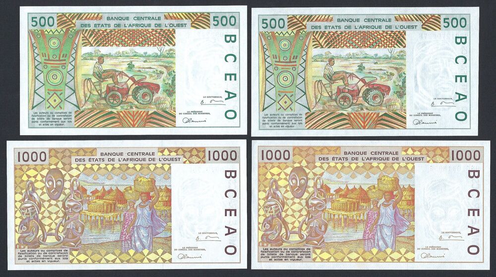 West African States - Small group of 4 notes - AU/UNC