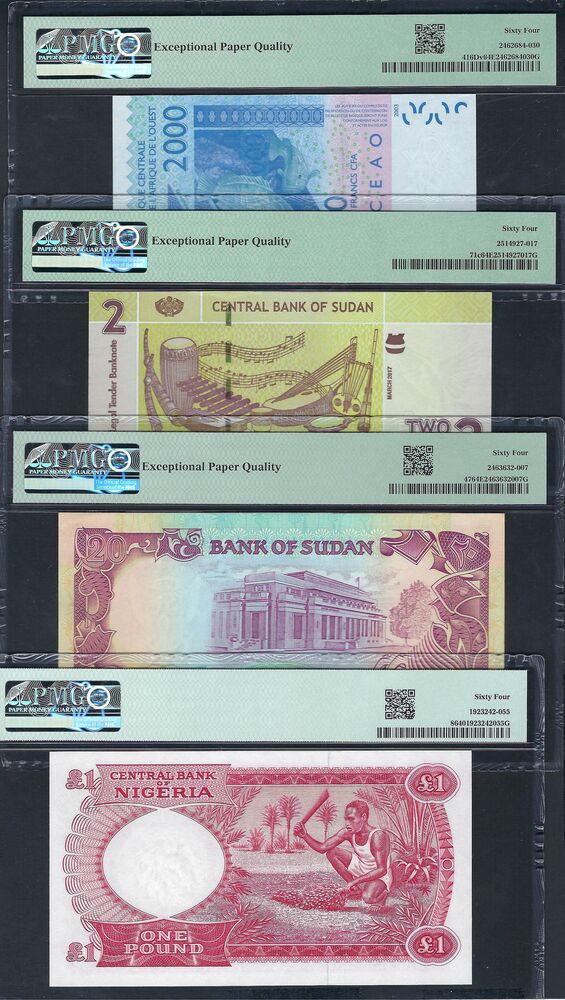 Group of 4 PMG graded notes, Africa (2)