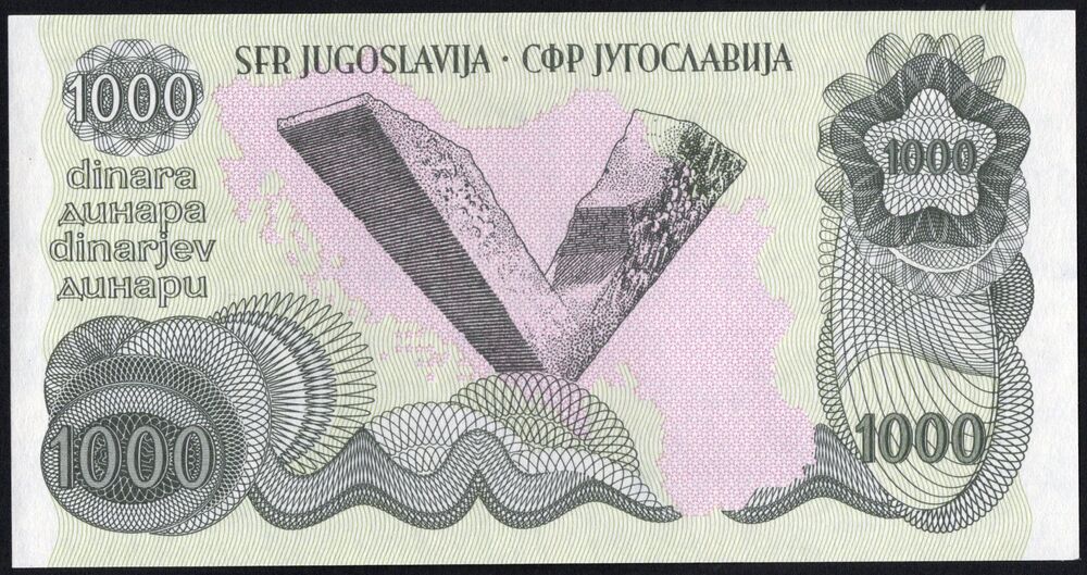 Yugoslavia - 1000 Dinara 1990 - Pick # NL - UNC