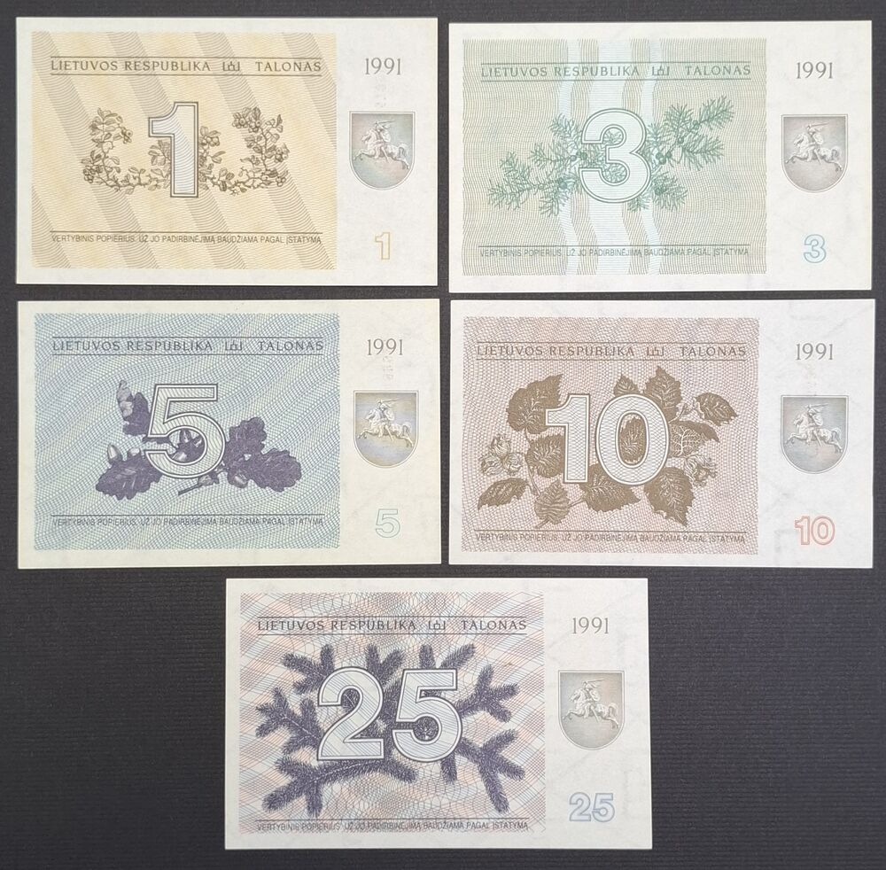Lithuania - Series of 5 notes 1991 - AU/UNC