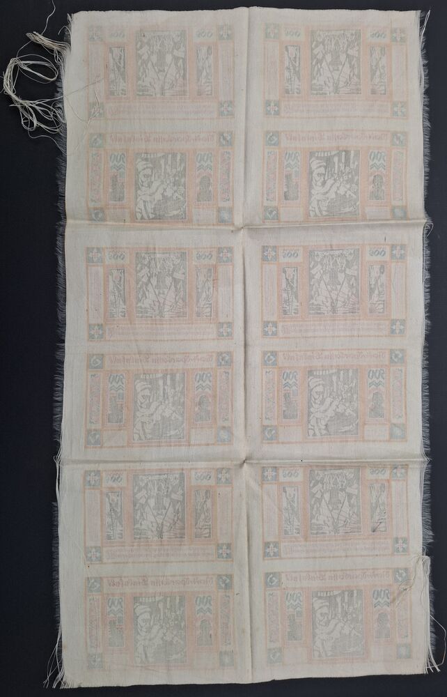 Germany - Sheet of Bielefeld Notgeld, 1923 - SILK - VF