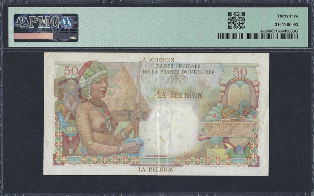 Reunion - 50 Francs 1947 - Pick # 44a - PMG 35