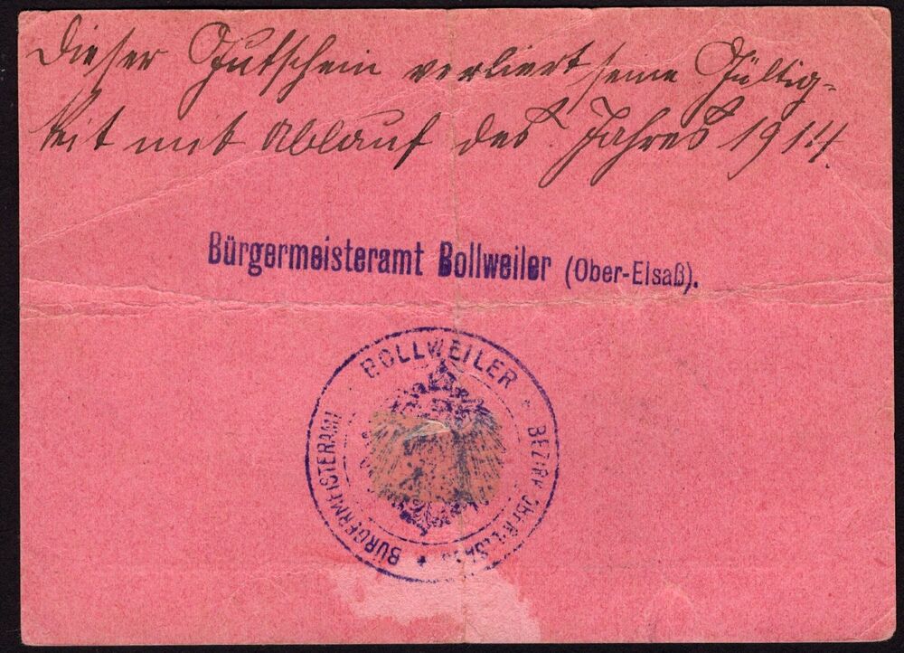 France, Emergency Issue - Bollwiller / Bollweiler - 3 Mark WWI