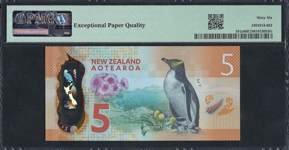 New Zealand - 5 Dollars 2015 - Pick # 191a - PMG 66 EPQ