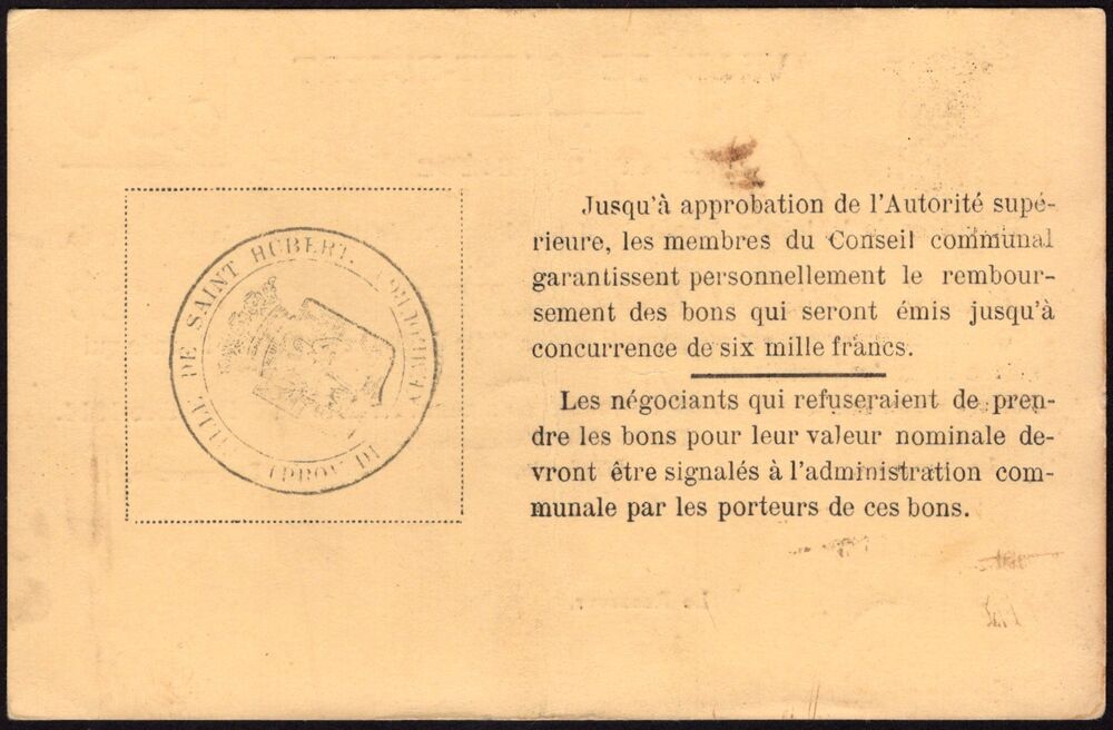 Belgium, Saint Hubert - 50 Centimes 1914 - XF