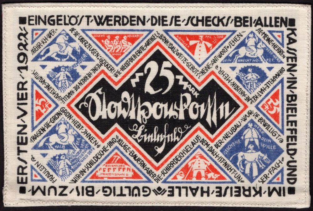 Germany - 25 Pfennig 1921, Bielefeld - SILK - AU