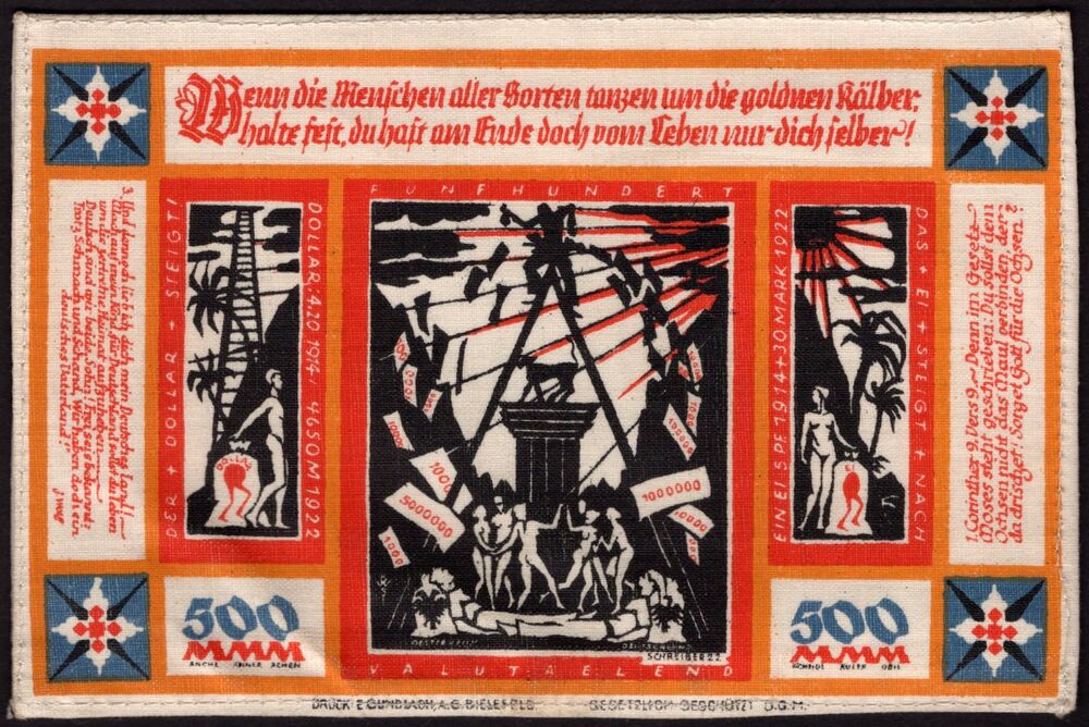 Germany - 500 Mark 1922, Bielefeld - SILK - AU