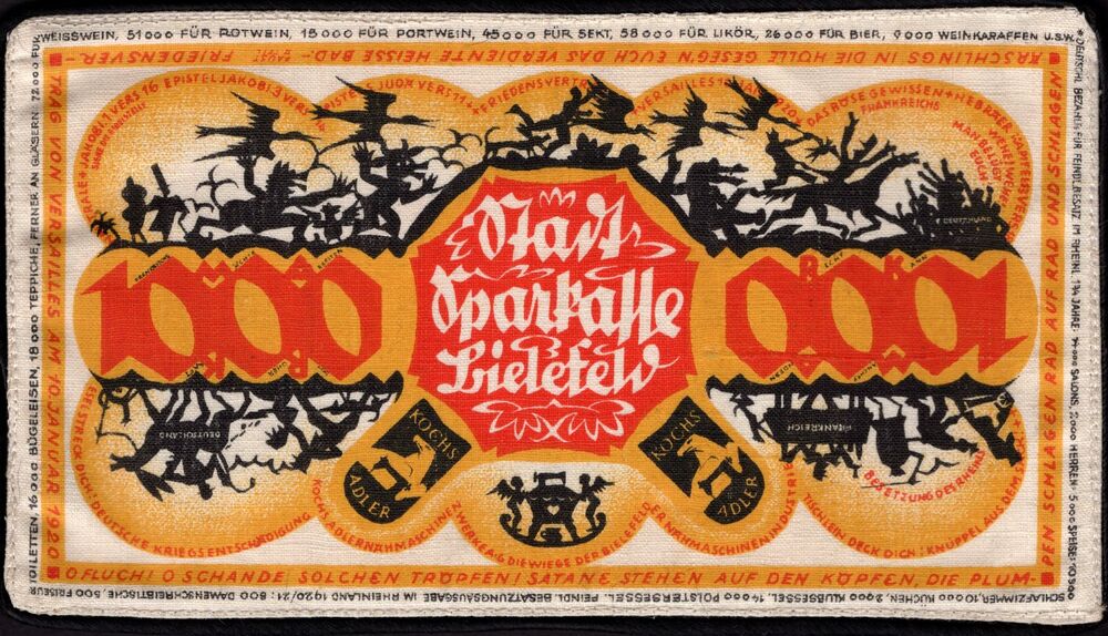 Germany - 1000 Mark 1922, Bielefeld - SILK - AU