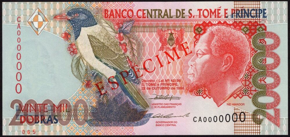 Saint Thomas - 20.000 Dobras 1996 - Pick # 67s - Specimen - UNC
