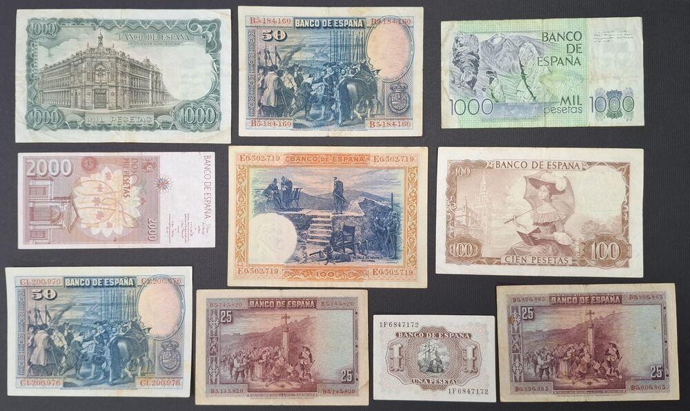 Spain - Group lot of 10 pieces in circulated grades - 1925-1992
