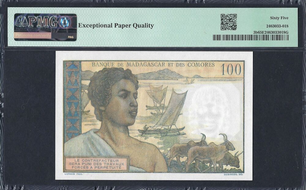 Comoros - 100 Francs 1963 - Pick # 3b - PMG 65 EPQ