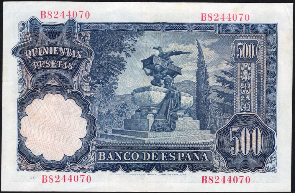 Spain - 500 Pesetas 1951 - Pick # 142 - XF