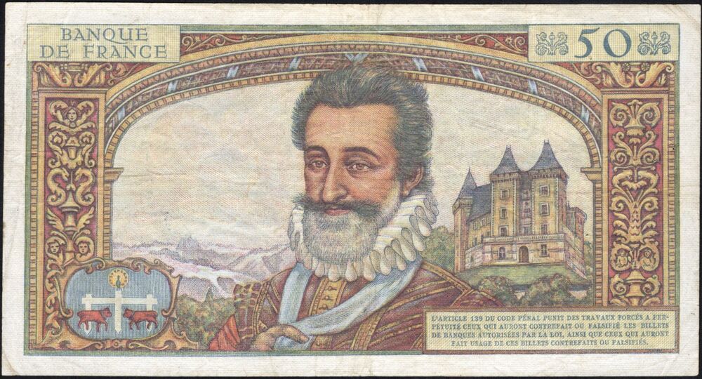 France - 50 Nouveaux Francs 1959 - Pick # 143 - Fine (ph)