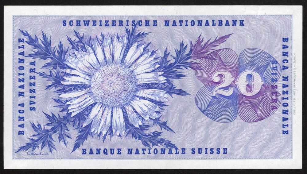 Switzerland - 20 Franken 1973 - Pick # 46u - AU/UNC