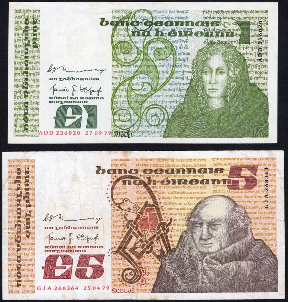 Ireland - 1 & 5 Pounds 1979 - Pick # 70b & 71c - VF