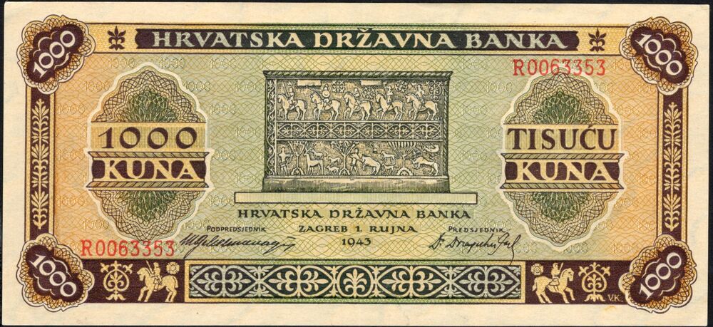 Croatia - 1000 Kuna 1943 - Pick # 12 - UNC-