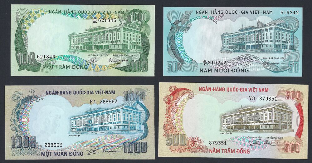 Vietnam, South - Group of 4 notes 1972/75 - Pick # 30, 31, 33, 34 - UNC