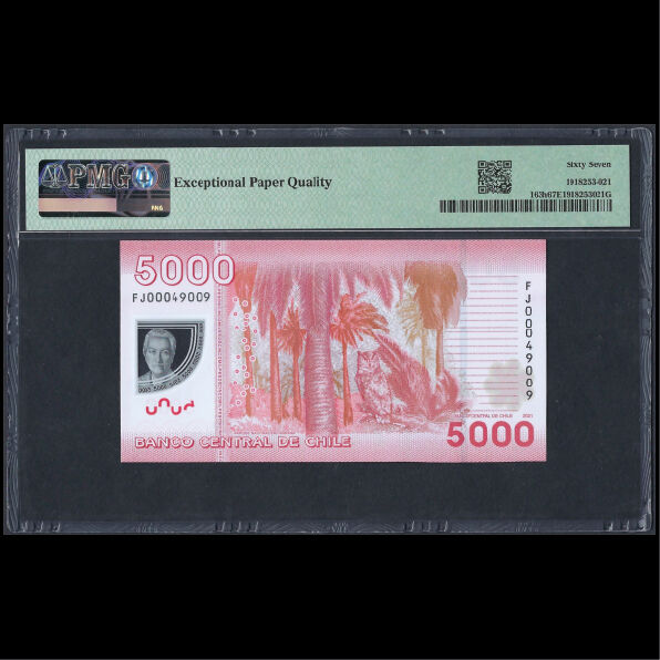 Chile - 5000 Pesos 2021 - Pick # 163h - PMG 67 EPQ