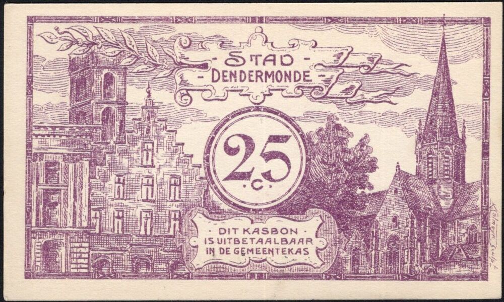 Belgium, Dendermonde - 25 Centimes 1918 - Pick # NL - AU