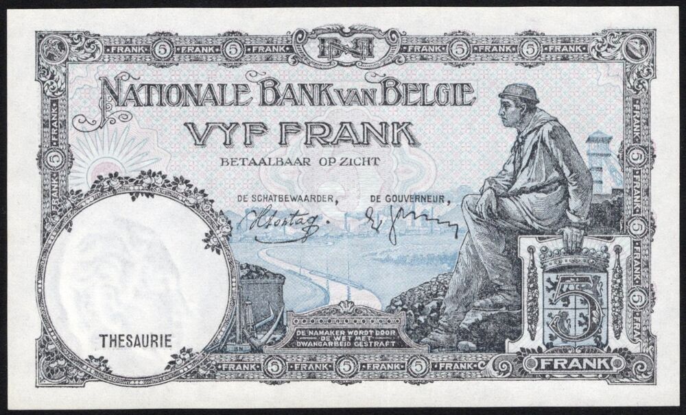 Belgium - 5 Francs 1938 - Pick # 108 - UNC