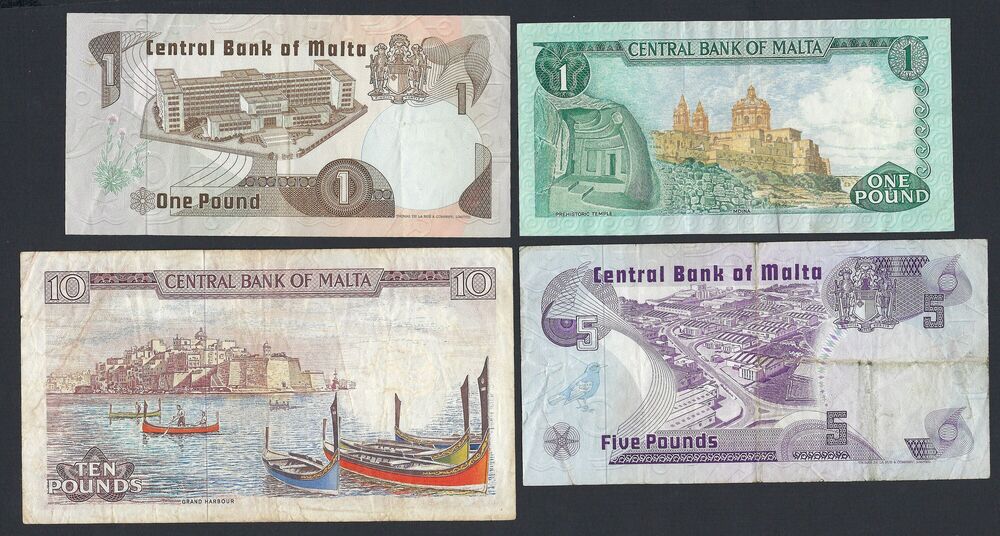 Malta - Group of 4 notes - Circulated grades