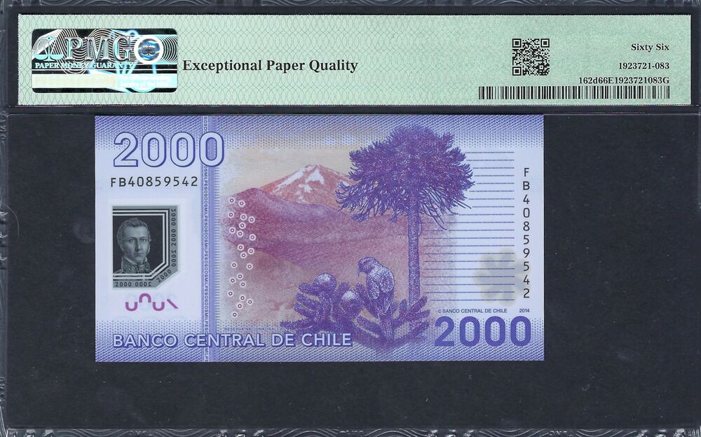 Chile - 2000 Pesos 2014 - Pick # 162d - PMG 66 EPQ