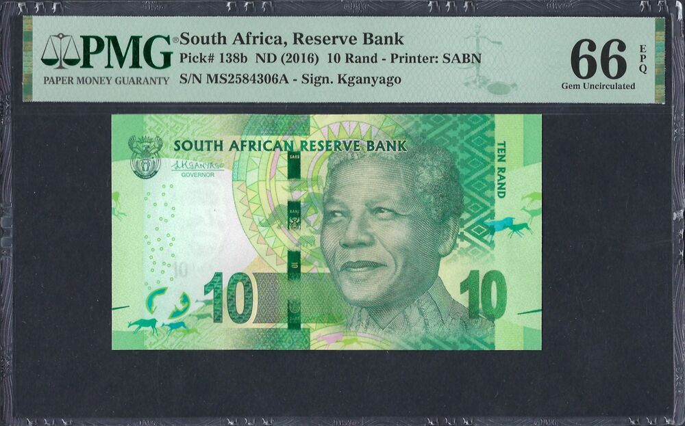 South Africa - 10 Rand ND (2016) - Pick # 138b - PMG 66 EPQ