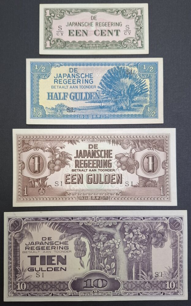 Netherlands Indies, Japanese Occupation - Group of 4 notes 1942 - AU/UNC