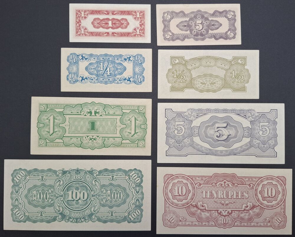 Burma, Japanese Occupation - Group of 8 notes 1942/1944 - AU/UNC