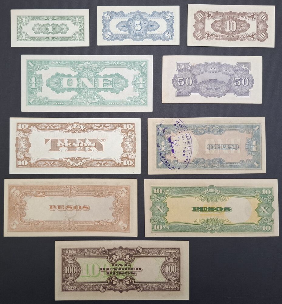 Philippines, Japanse Government - Group of 10 notes 1942/1945 - AU/UNC