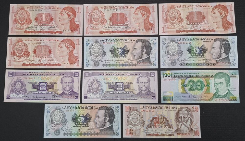 Honduras - Group of 11 notes - UNC