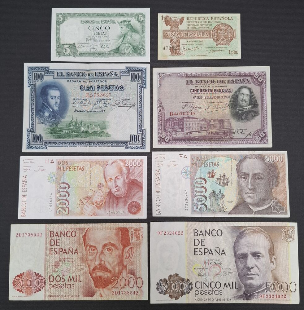 Spain - Small group of 8 notes - Circulated grades