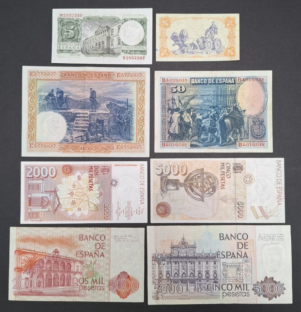 Spain - Small group of 8 notes - Circulated grades