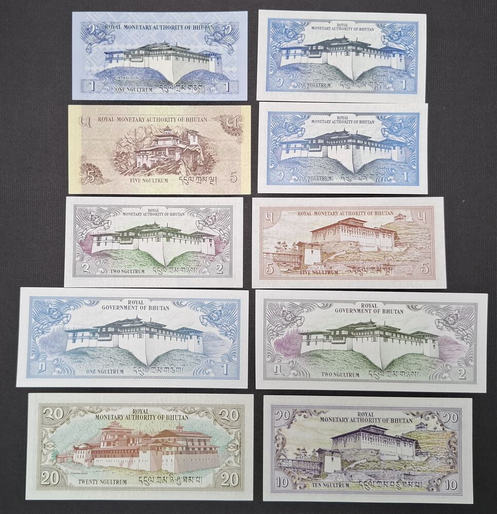 Bhutan - Group of 10 notes - AU/UNC