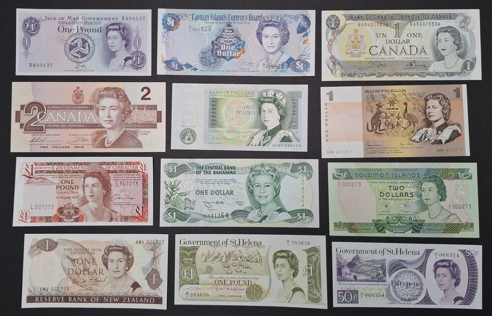  Queen Elizabeth - Group of 12 notes - AU/UNC