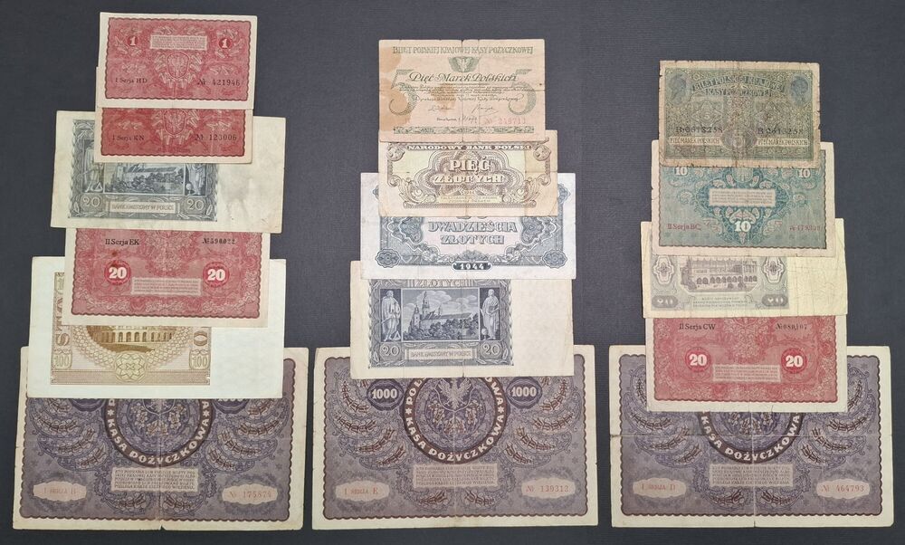 Poland - Group of 16 older issues - Circulated grades