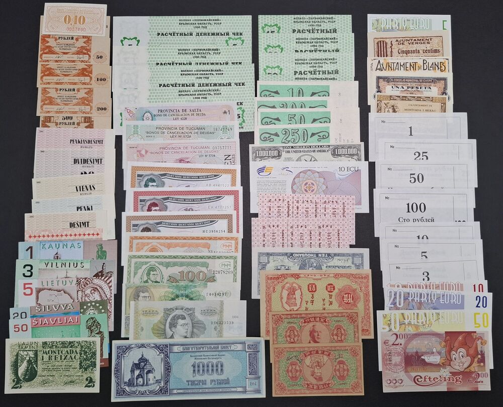  Private Issues - Group of 65 notes - AU/UNC