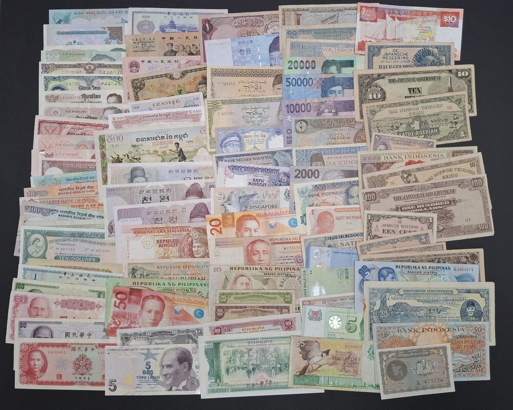  Asia - Group of 88 notes - Circulated grades