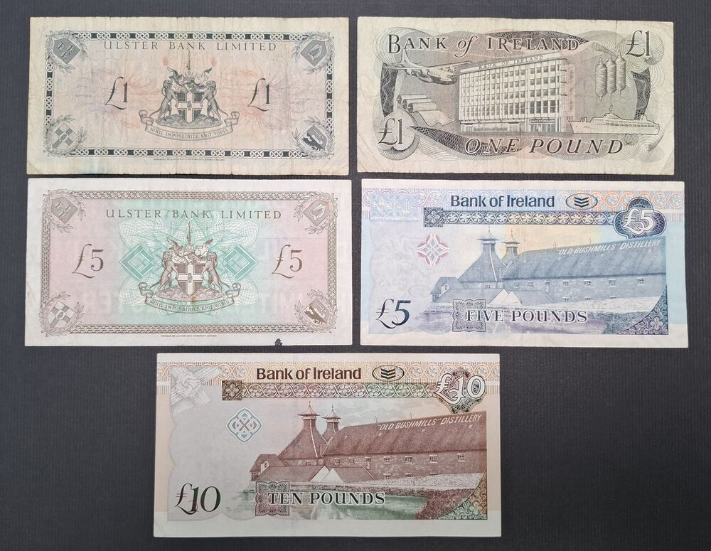 Ireland, Northern - Group of 5 notes - Circulated grades
