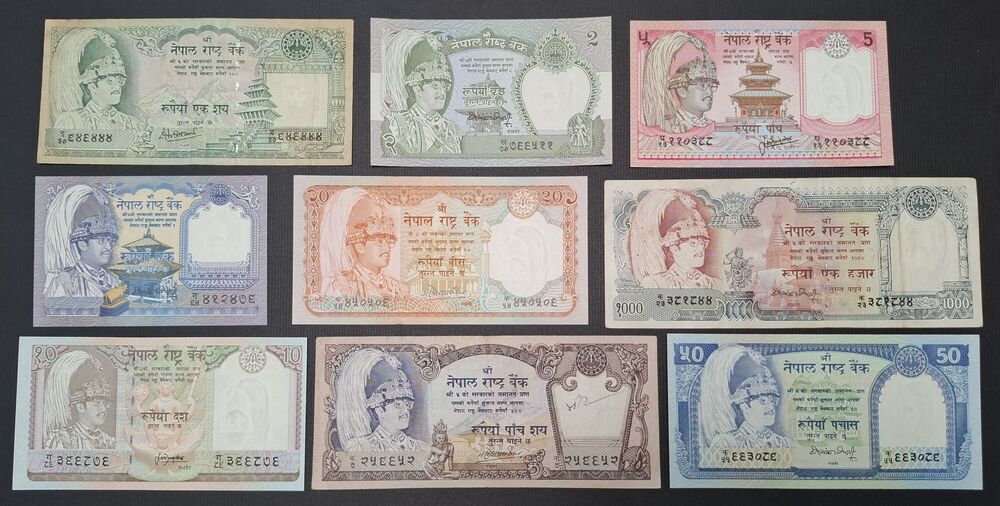 Nepal - Series of 9 notes 1981/2001 - Mixed grades