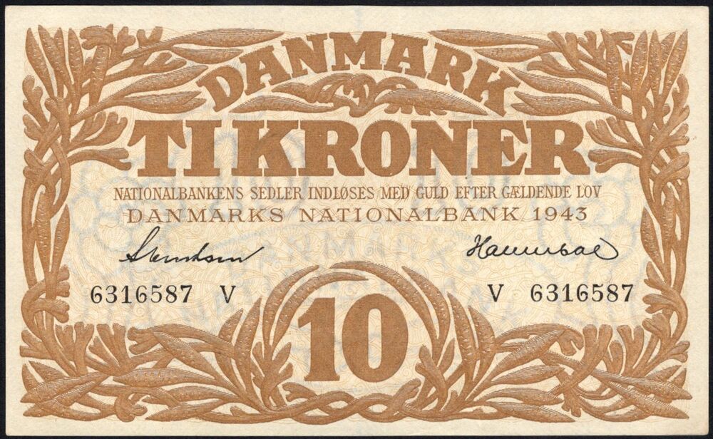 Denmark - 10 Kroner 1943 - Pick # 31p - UNC-