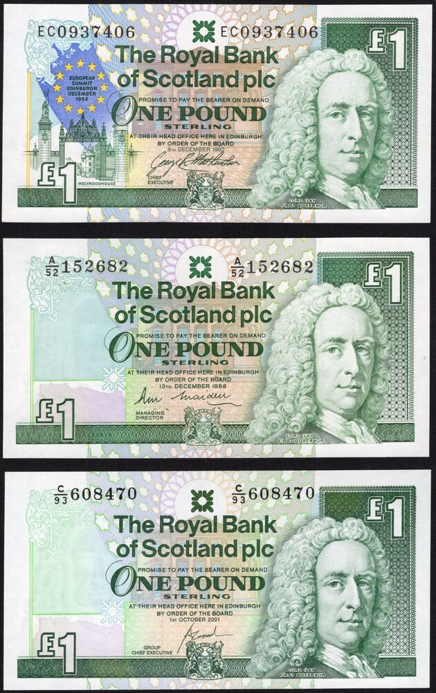 Scotland - 1 Pound 1988, 1992, 2001 - UNC