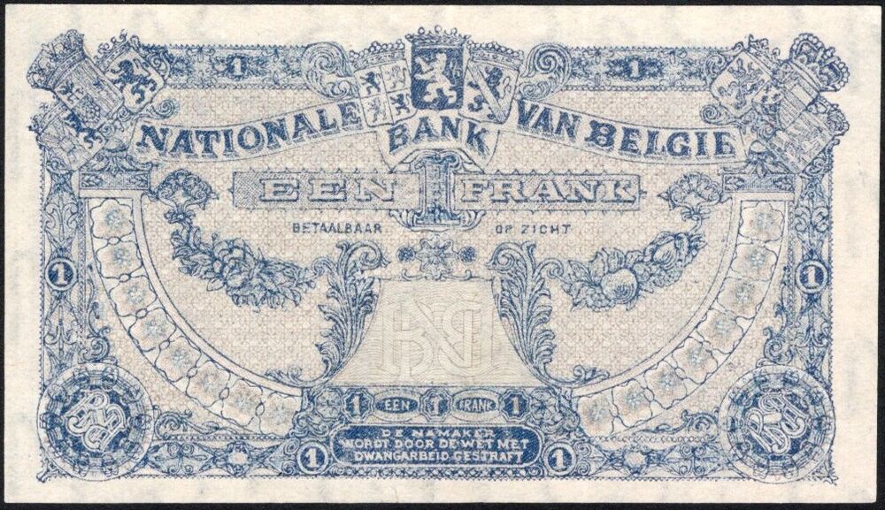 Belgium - 1 Franc 1920 - Pick # 92 - XF