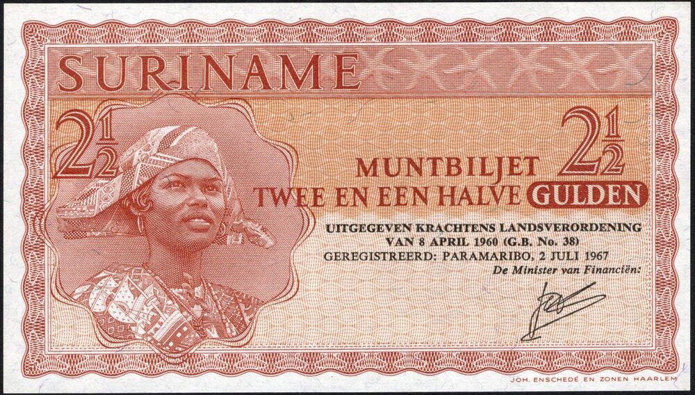 Suriname - 2 1/2 Gulden 1967 - Pick # 117b - UNC