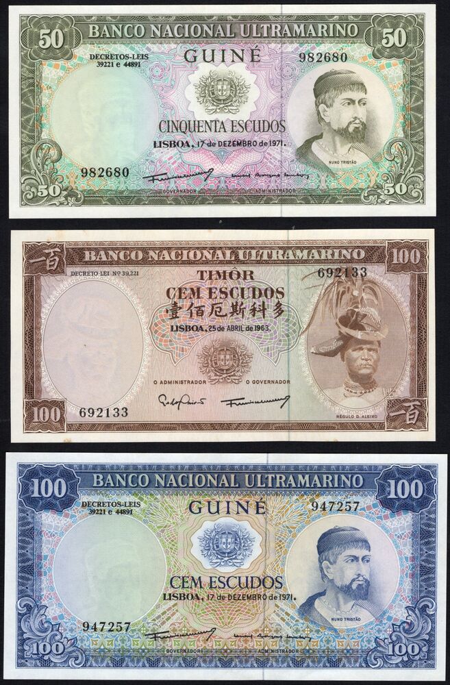 Portugal, Colonies - Group of 3 notes - AU
