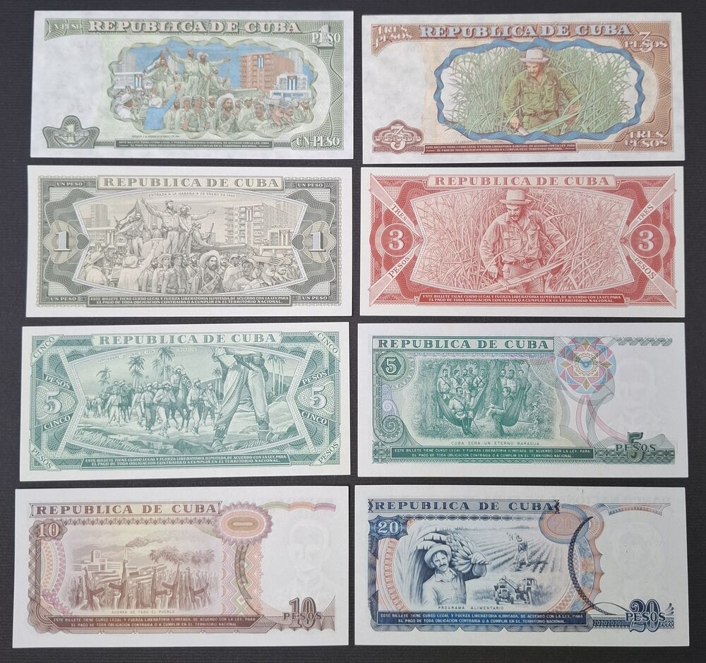 Cuba - Group of 8 notes 1988/95 - UNC