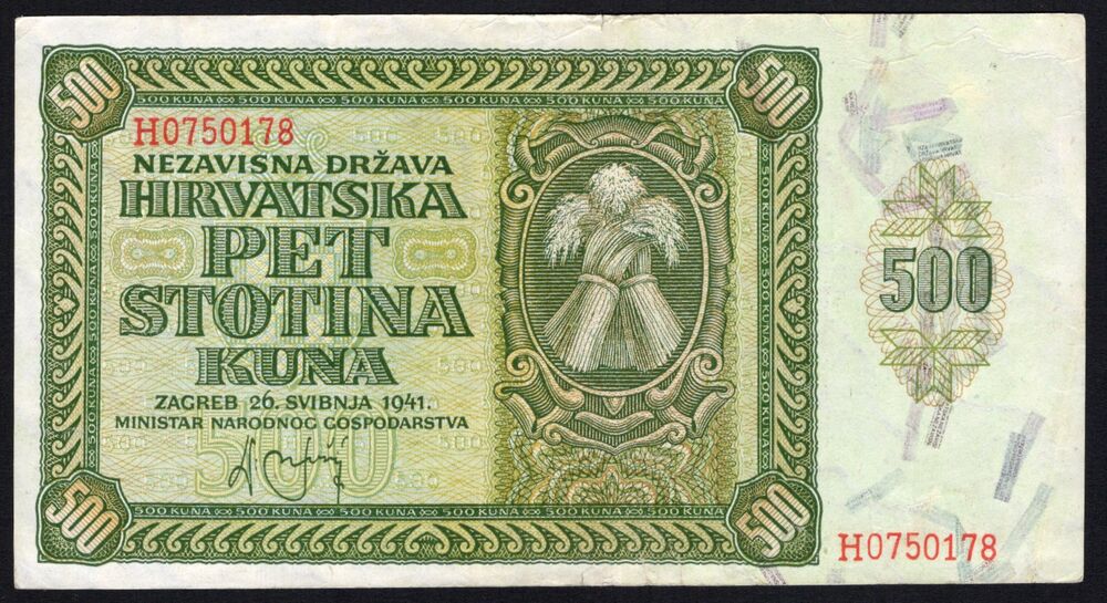 Croatia - 500 Kuna 1941 - Pick # 3 - VF/XF